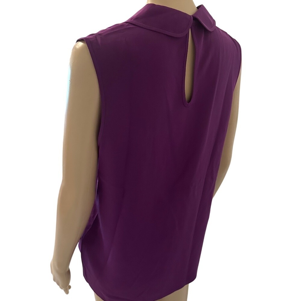 Kate Spade New York Purple Silk Sleeveless‎ Peter Pan Collar Keyhole Top Size 8 - Picture 3 of 6